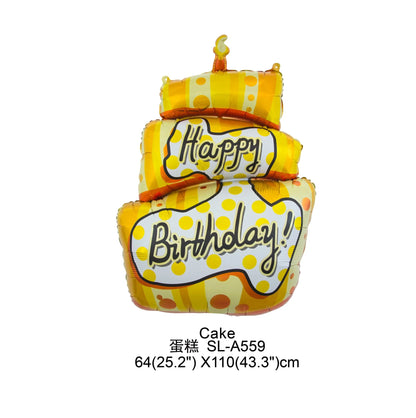 Happy Birthday Cake Aluminum Film Balloons Photo Props Supply Children Baby Birthday Party Decoration Sweet Photos Taking Ballon Good Vibrations