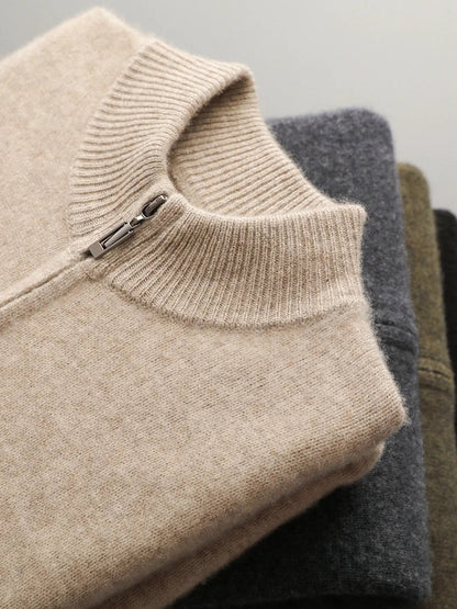 100% Merino Wool Two-piece Suit for Men Autumn Winter Knitting Zipper Cardigan and Slim-fit Pants Warm Thickened Clothing Sets Good Vibrations