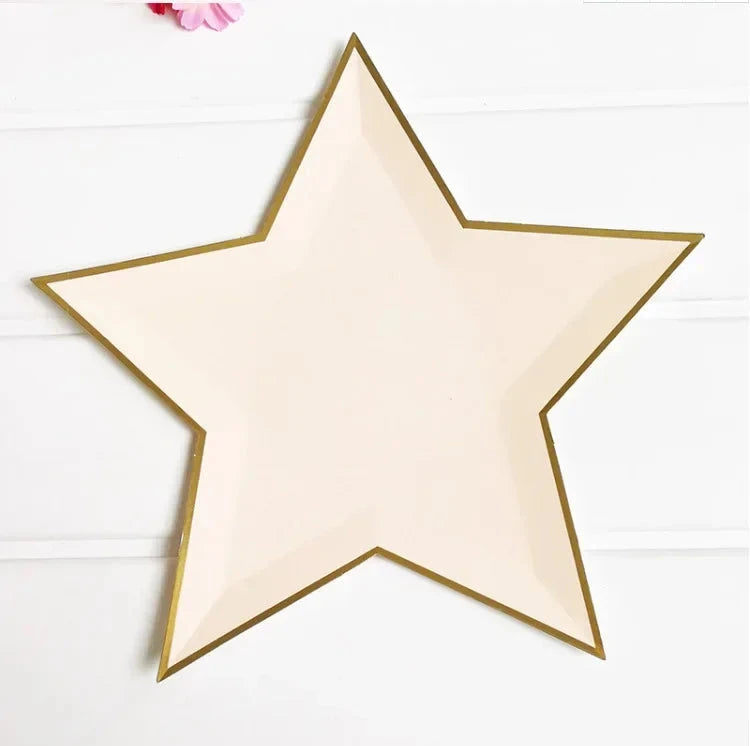 8pcs Disposable Paper Plates Dish Tray Gold Foil Star Shape Party Decor Paper Plate Dinner Cake Party Tableware Paper Plate Dish Good Vibrations