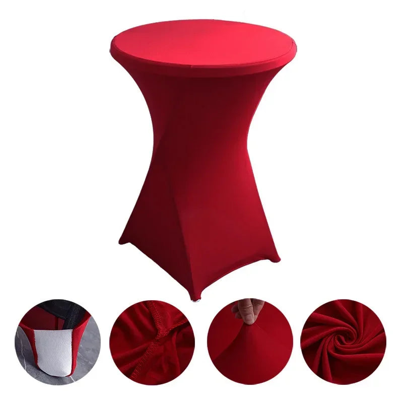 Wedding Birthday Party Decoration Cocktail Spandex Table Covers Round Cloth High Bar Banquet Hotel  Show Solid Colour Good Vibrations