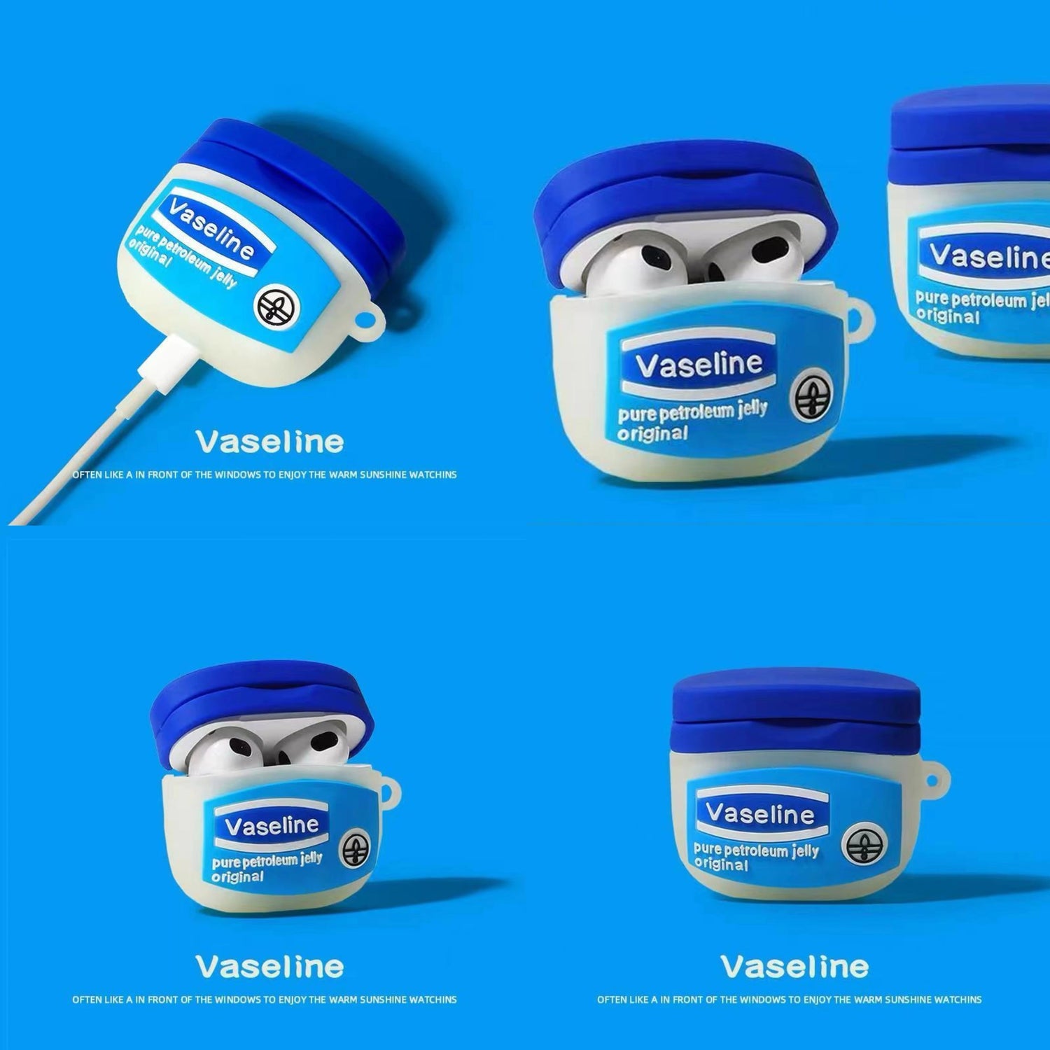 For AirPods 4 3 2 1 Pro Pro2 Earphone Case 3D Creative vaseline Case Silicone Protective Headphone Box With Pendant Cover Good Vibrations