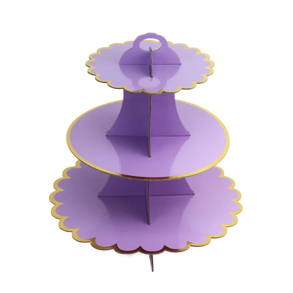 3-Layer Cake Stand Afternoon Tea Wedding Plate Party Tableware Disposable Birthday Tower Suitable for Wedding Good Vibrations