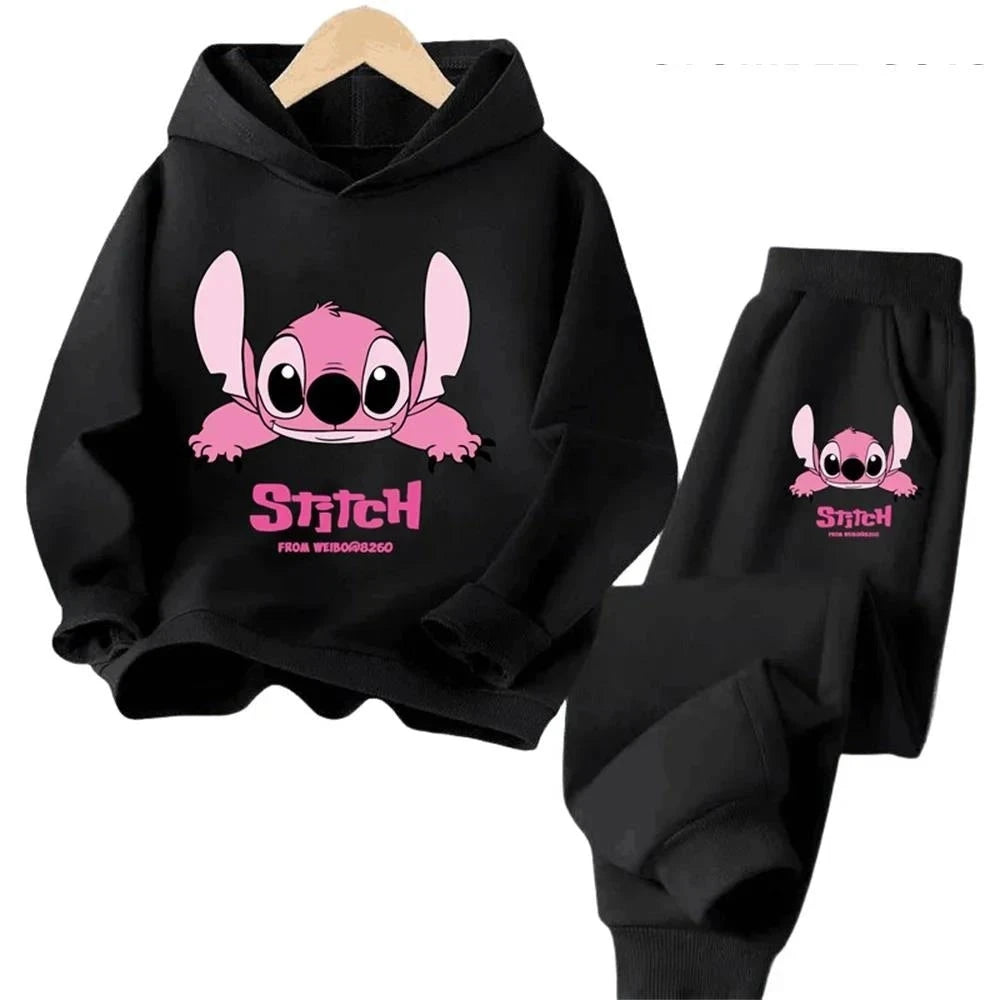 Children Hoodies Stitch Kawaii Fashion Pullover Sweatshirt Anime Trucksuit Manga Cartoons Girls Boy Kids Autumn Casual Clothes Good Vibrations