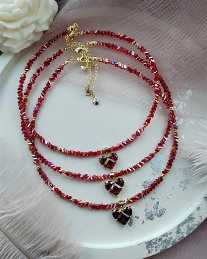 Big CCB Ball Beaded Chain With Heart Beads Pendant Necklace for Women Trendy Ladies Beades Collar on Neck Accessories Gift Good Vibrations