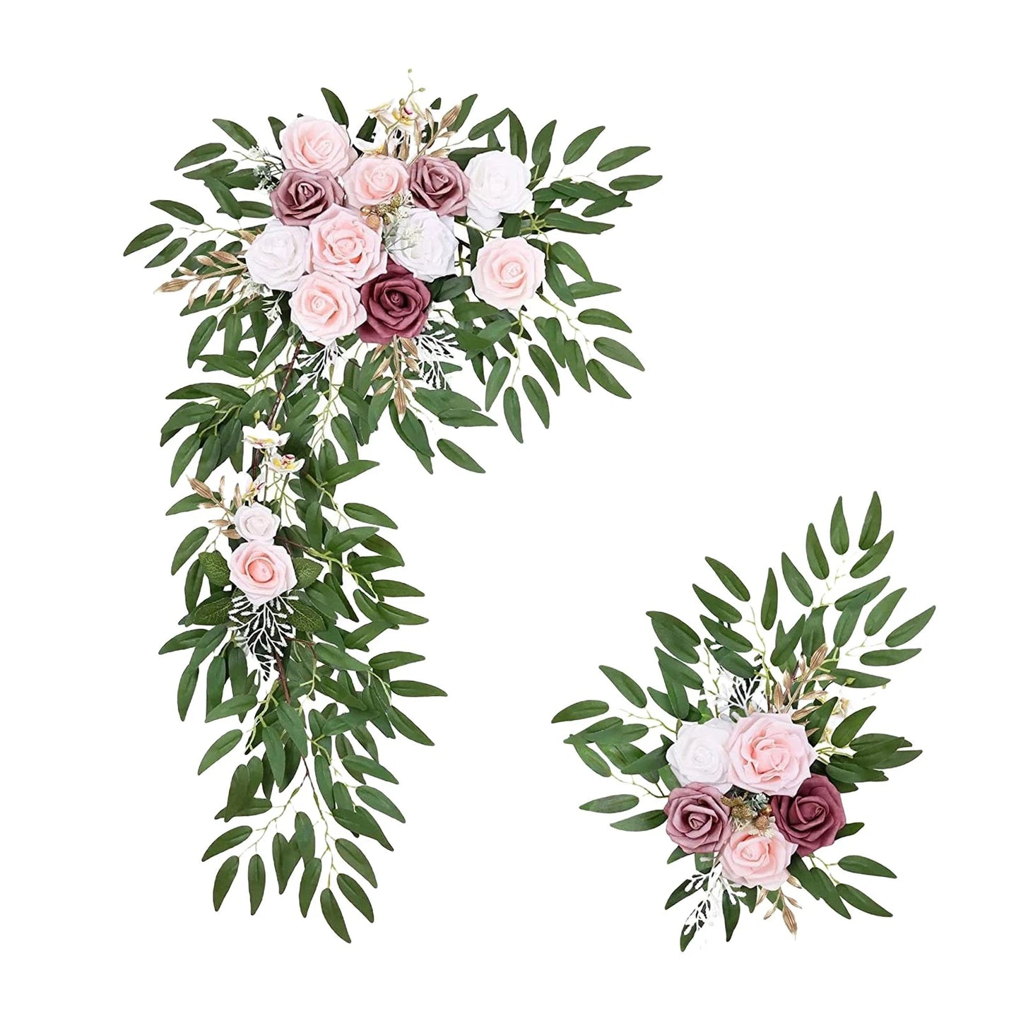 Large 2Pcs Artificial Flower Swag Floral Swag Garland Wedding Arch Flowers Kit for Sign Rustic Artificial Floral Swag Arch Decor Good Vibrations