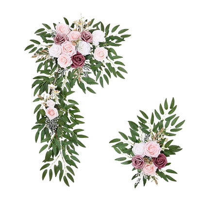 Large 2Pcs Artificial Flower Swag Floral Swag Garland Wedding Arch Flowers Kit for Sign Rustic Artificial Floral Swag Arch Decor Good Vibrations