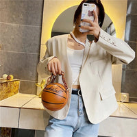 Personality INS Fashion Women Ball Bag Soft PU Leather Round Crossbody Thick Chain Hand Bags And Purses Female Basketball Bag Good Vibrations