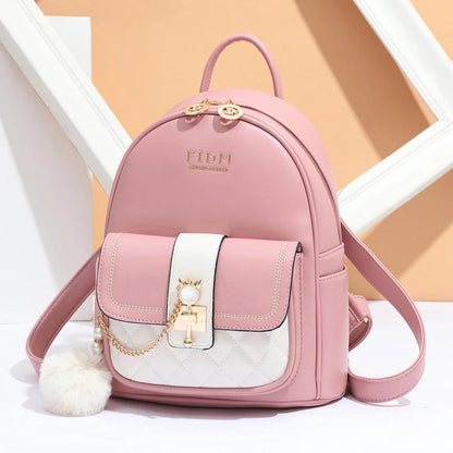 Backpack Purse For Women, Zipper Backpack With Pompom Decorate And Inner Porcket, Faux Leather Daypack Good Vibrations