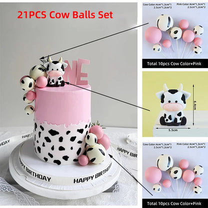 Farm Series Cake Topper Lambs Ponies Piglets Chickens Ducks Haystacks for Children's One Year Old Birthday Party Cake Decoration Good Vibrations