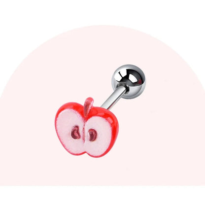 5Pcs Fruit Tongue Stud Piercing Jewelry 316L Stainless Steel Candy Color Sweet Tongue Ring Tongue Decoration Wholesale Good Vibrations
