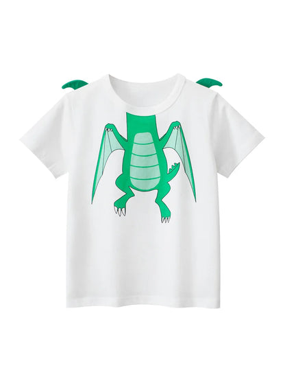 2024 Children 3D Cartoon Short T-Shirts Clothes for Boy 100% Cotton Short Sleeve Dinosaurs Cute Kids Casual Sport Top Tees Good Vibrations