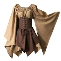 Medieval Costume Women Renaissance Medieval Dress Fairy Elf Traditional Irish Viking Costume Elf Ear for Halloween Party Good Vibrations