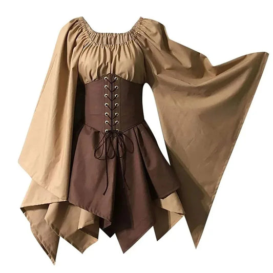 Medieval Costume Women Renaissance Medieval Dress Fairy Elf Traditional Irish Viking Costume Elf Ear for Halloween Party Good Vibrations