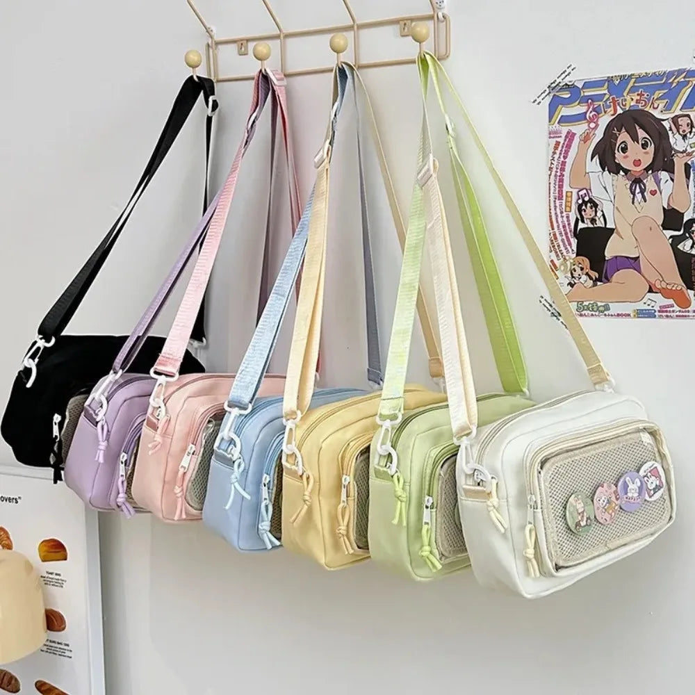 New Y2K Mini Anime Ita Bag Portable Outdoor Small Crossbody Bag Cute Girl Transparent Shoulder Bag Otaku DIY Comic Display Purse Good Vibrations