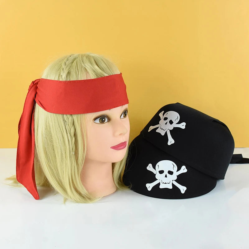 Pirate Captain Cosplay Costume Props Hat Hook Skeleton Eye Patch Kids Favors Gift Toy Pirate Party Halloween Decoration Supplies Good Vibrations