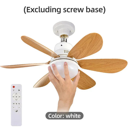 Socket Fan Light with Remote, 20.5in Small Ceiling Fan with LED, E26/27 Cordless Light Screw Fan for Kitchen Bedroom, Small Room Good Vibrations