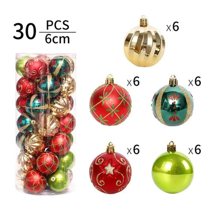 30PCS New Plastic Christmas Balls 6cm Multicolor Tree Pendant Ornaments DIY Gifts Party Supplies Xmas Good Vibrations