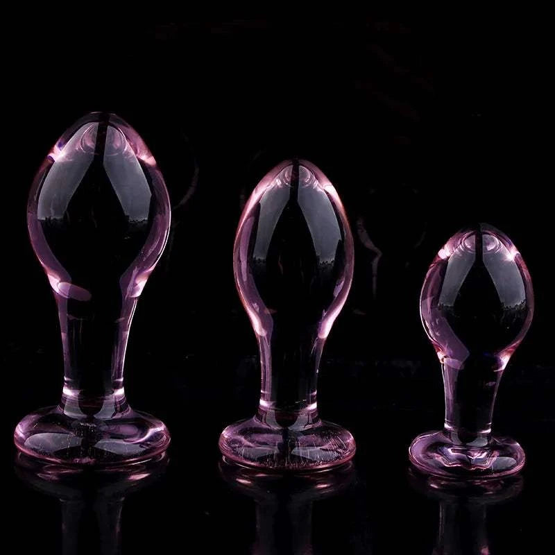 Pink Crystal Glass Butt Plug for Women's Anal and Pleasure