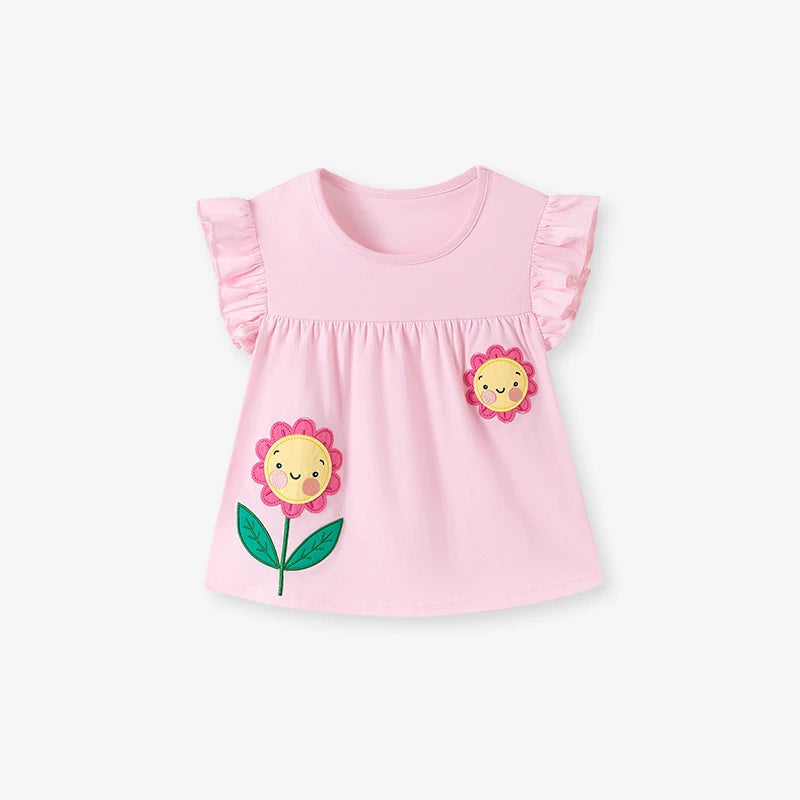 Little maven Kids Clothes Children's Clothing Baby Girls 2026 Tracksuit Summer Cotton Sets Cartoon Flowers T Shirts Tops+Pants Good Vibrations