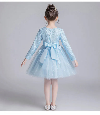 Fashion Flower Girl Dresses for Weddings Lace Long Sleeve Children Bridesmaid Dresses Spring Autumn Girls Party Dress 3-12 Years Good Vibrations
