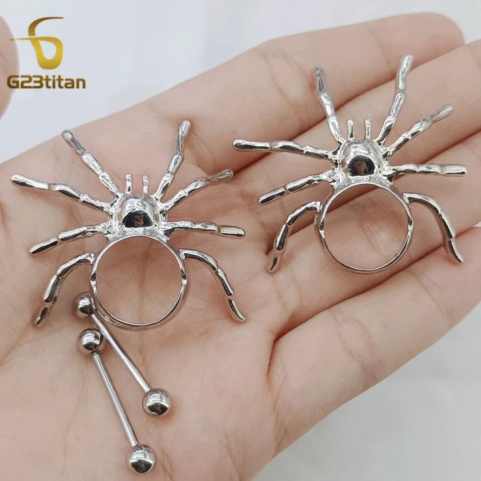 2pcs Spider Nipple Rings Body Piercing Accessories Titanium or Steel Barbell Summer Beach Charm Gothic Women Sexy Jewelry 14G Good Vibrations Adult Super Store