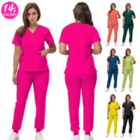 2025 New Nurse Uniforms V-neck Top Jogger Pants Scrub Sets Surgical Workwear Dentist Nursing Suit Hospital Doctor Outfit S21 Good Vibrations