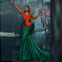 Major Beads Mermaid Prom Dresses Sweetheart Draped African Women Formal Occasion Prom Dress Long robes de soirée Good Vibrations