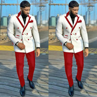 White Red Mens For Wedding Peaked Lapel Formal Groom Man Tuxedos Tailore Made Pants Suits Good Vibrations