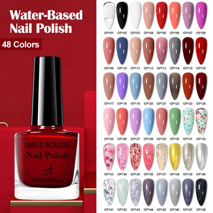 48 Colors Nail Polish Quick Dry No-bake Lasting Water-based Tearable Manicure Not Easy To Fade Semi-permanent Varnish Nail Art Good Vibrations