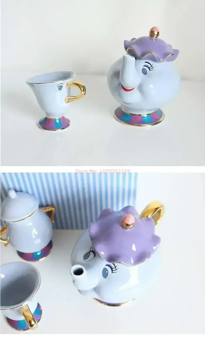 Disney Teapot Cute Cartoon Beauty And The Beast Coffee Pots Mug Mrs Potts Chip Cup Tea Cup Pots One Tea Set Droshipping Desk Gif Good Vibrations Adult Super Store