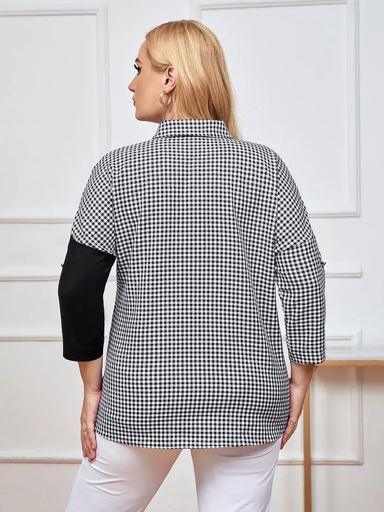 Womens plus size woven lapel shirt belongs to the category of womens clothing Good Vibrations