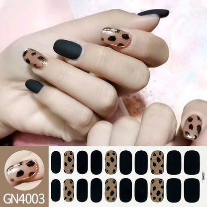 20Tips Semi-Cured Gel Nail Sticker Pure Color Uv/Led Lamp Gel Nail Polish Wraps Long-Lasting Full Cover Gel Sticker Nail Decor Good Vibrations