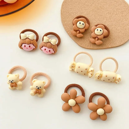 Kawaii Cartoon Baby Small Scrunchies Cute Children Girls Kids Elastic Hair Rubber Bands Accessories Tie Hair Ring Rope Headdress Good Vibrations