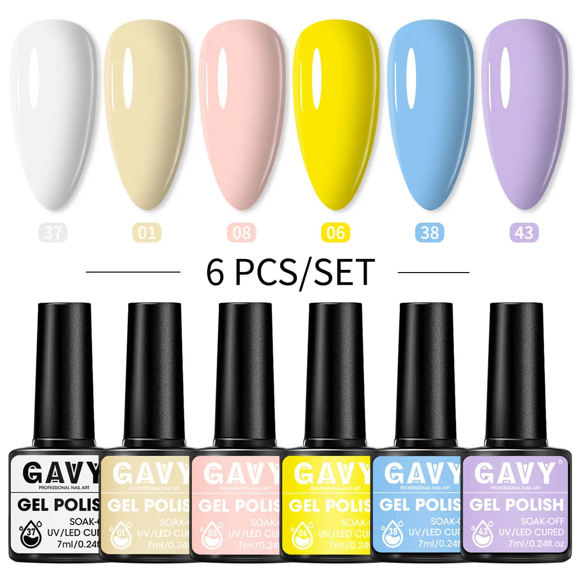 GAVY 6-piece quick-drying nail polish set, with high glossiness, perfect for DIY manicures at home or in the salon. Good Vibrations