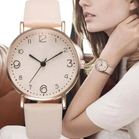 Women Watches Ladies Casual Arabic Numbers Leather Analog Quartz Watch Good Vibrations