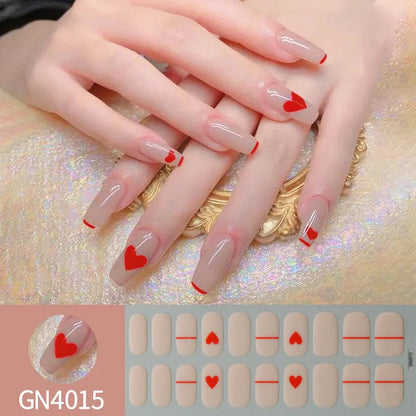 20Tips Semi-Cured Gel Nail Sticker Pure Color Uv/Led Lamp Gel Nail Polish Wraps Long-Lasting Full Cover Gel Sticker Nail Decor Good Vibrations