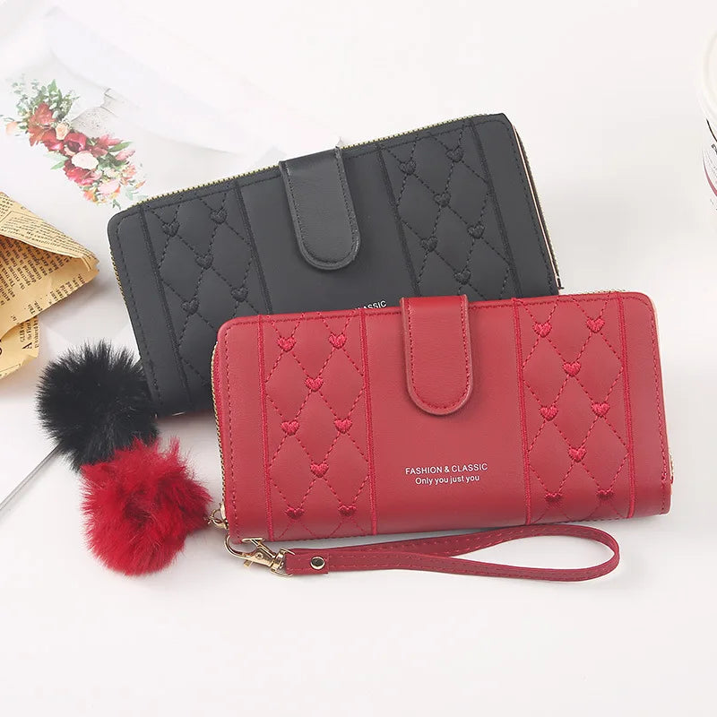 Women Long Wallet Pu Leather Card Holder Large Capacity Hasp Zipper Coin Purse Multi Card Organizer Cell Phone Wristlet Handbag Good Vibrations