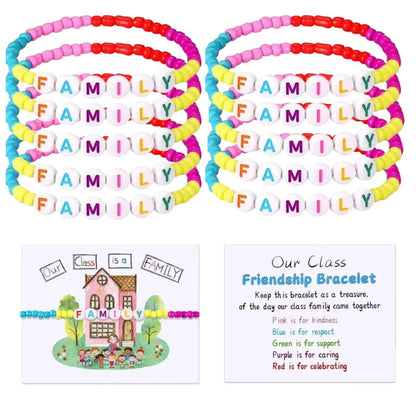 10 Sets Back to School Gifts for StudentInclude Our Class Is a Family Greeting Card andFirst Day of School Bracelet Good Vibrations