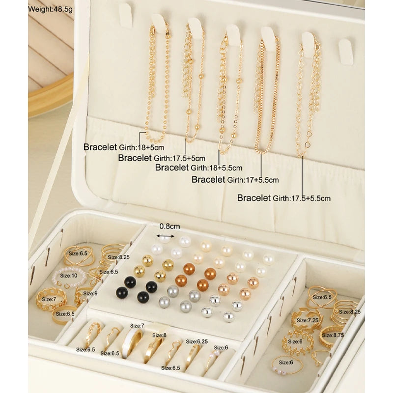 62-Piece Chic Jewelry Set Collection - Jewelry Sets for Women with Earrings, Rings,Bracelet Stylish Accessories for Daily Outfit Good Vibrations