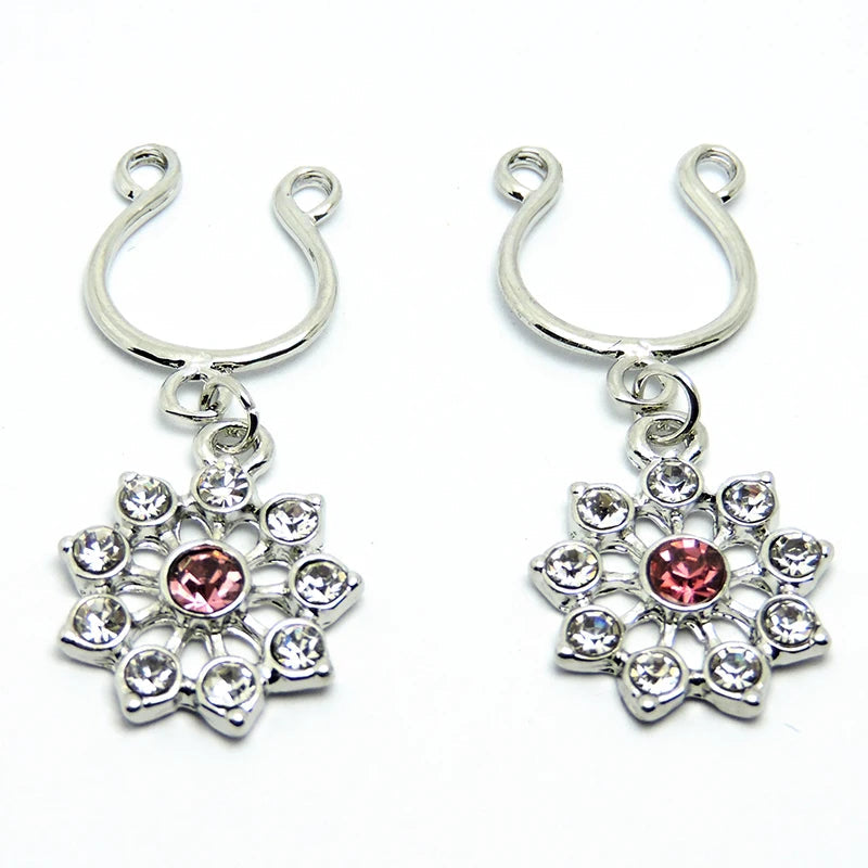 2Pcs High Quality Crystal Adjustable Size y Non Pierced Clip On Nipple Ring Body Jewelrys Nipple Adult Toy Piercing Good Vibrations