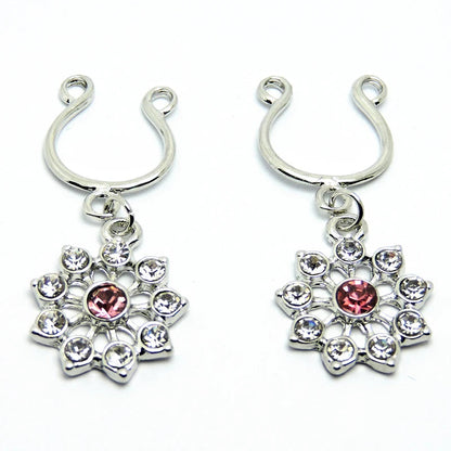2Pcs High Quality Crystal Adjustable Size y Non Pierced Clip On Nipple Ring Body Jewelrys Nipple Adult Toy Piercing Good Vibrations