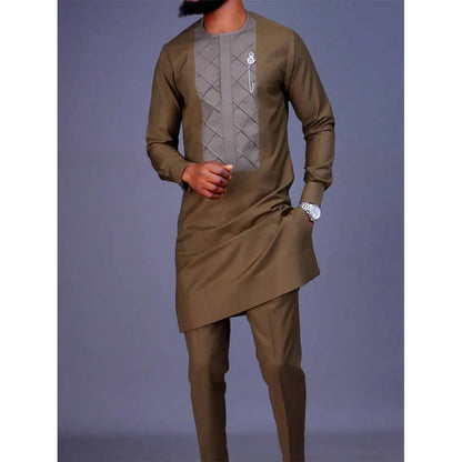 New Dashiki Luxury Full Set Men's Set Round Neck Embroidered Men's Set African Traditional Two Piece Set Men's Full Set Suit Good Vibrations