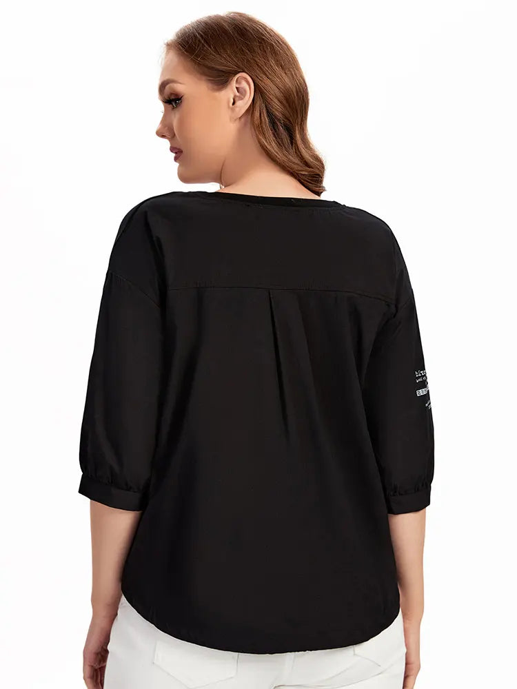 Womens plus size woven round neck shirt belongs to the category of womens clothing Good Vibrations