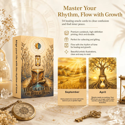 English Oracle Cards 54 Pieces Time and Cycle Divination, European Healing Meditation Spiritual Gift, Tarot Deck Good Vibrations