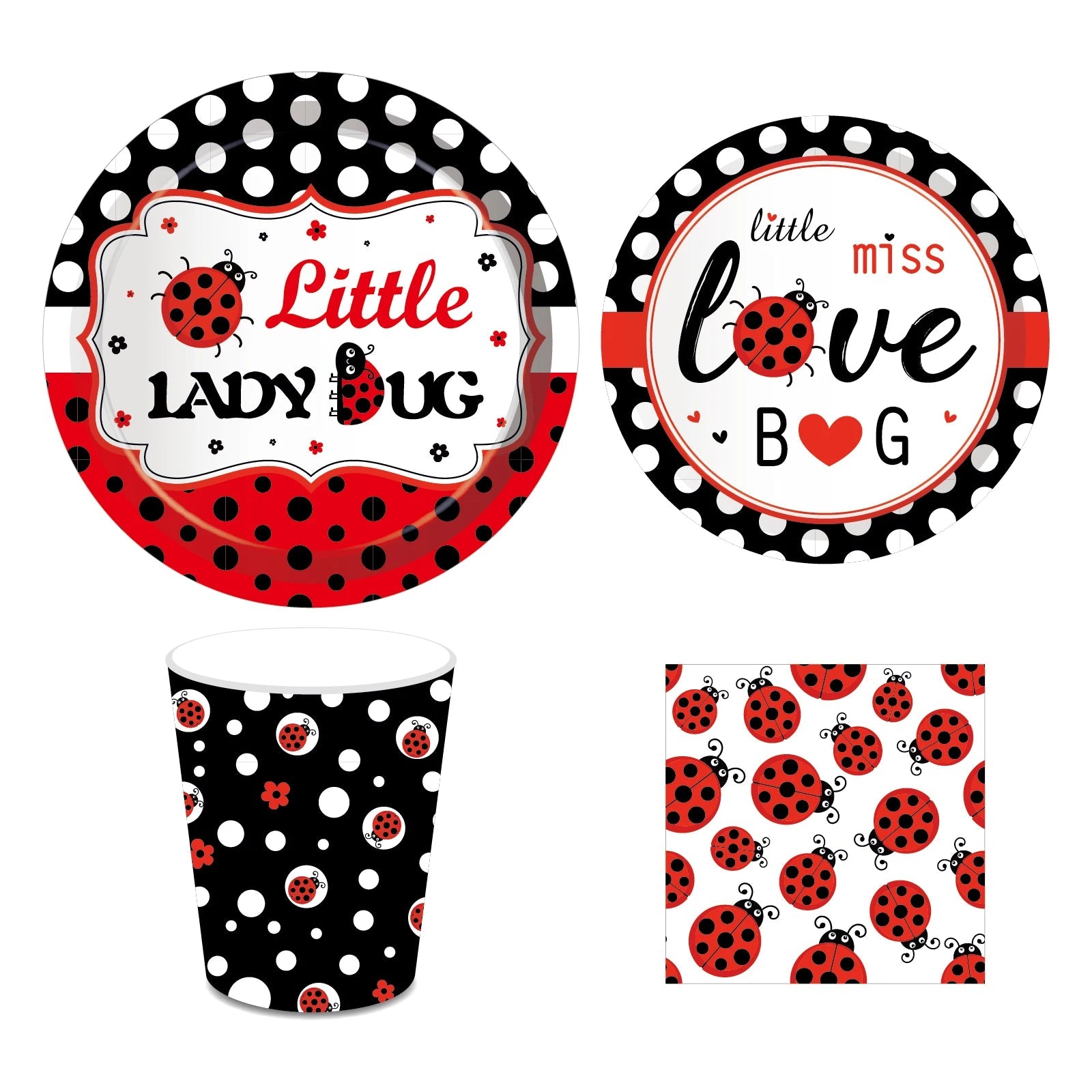 Insect Ladybug Party Disposable Tableware Sets Kids Birthday Plates Cups Napkins For Baby Shower Party Dinnerware Decoration Good Vibrations
