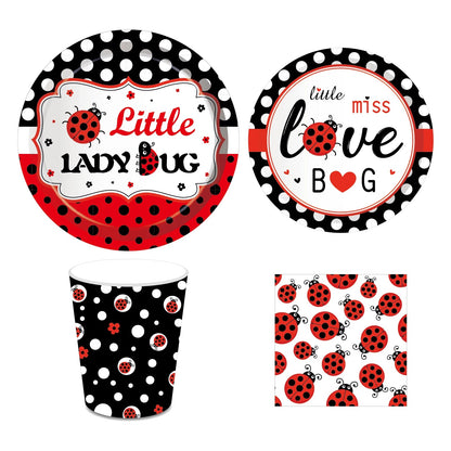 Insect Ladybug Party Disposable Tableware Sets Kids Birthday Plates Cups Napkins For Baby Shower Party Dinnerware Decoration Good Vibrations