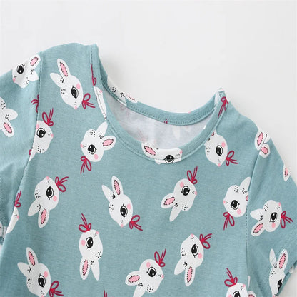 Jumping Meters 2-7T Summer Princess Girls Dresses Short Sleeve Animals Bunny Children's Clothing Hot Selling Toddler Kids Frocks Good Vibrations