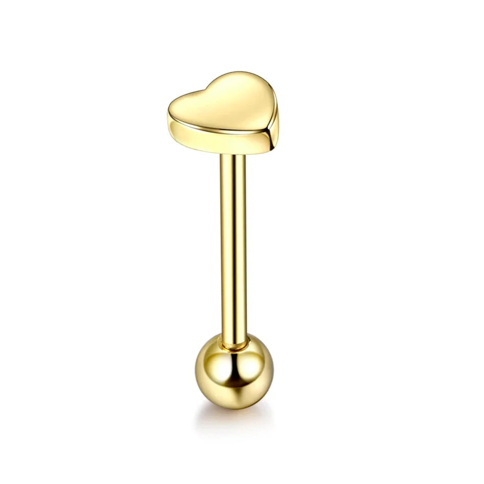 1PC Stainless Steel Heart Shaped Tongue Ring Barbell Tongue Piercing Cute Bar Ear Tragus Studs Labret Piercing Body Jewelry Good Vibrations