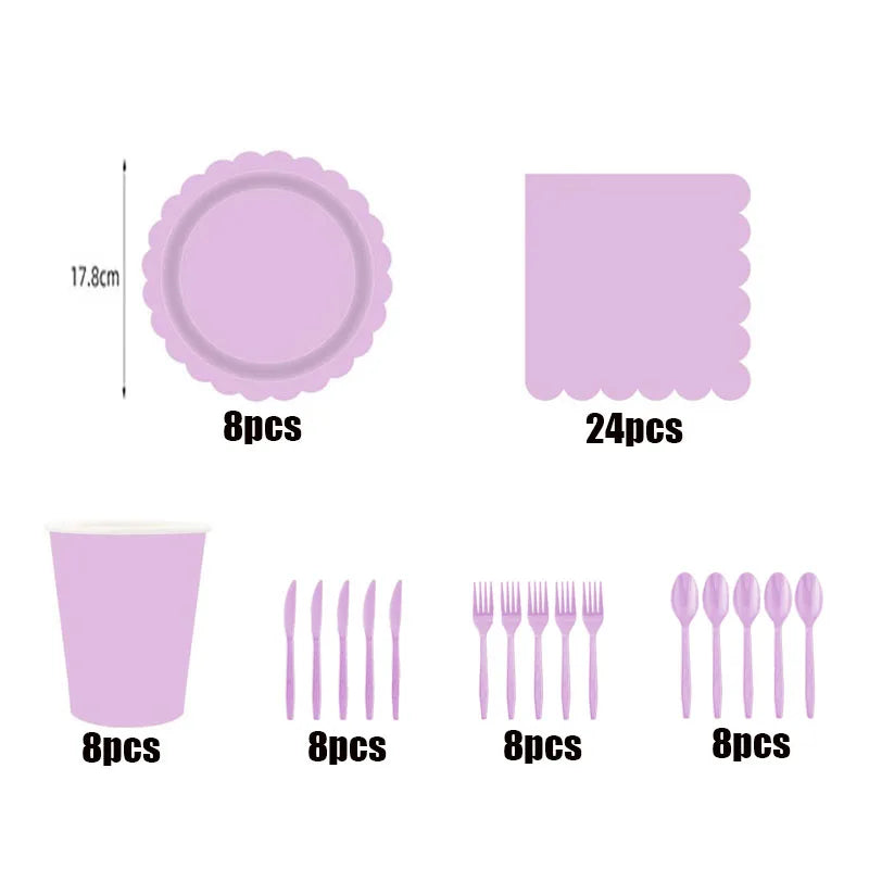 New purple party disposable tableware, baby shower, wedding party decoration, children's adult birthday party event celebration Good Vibrations