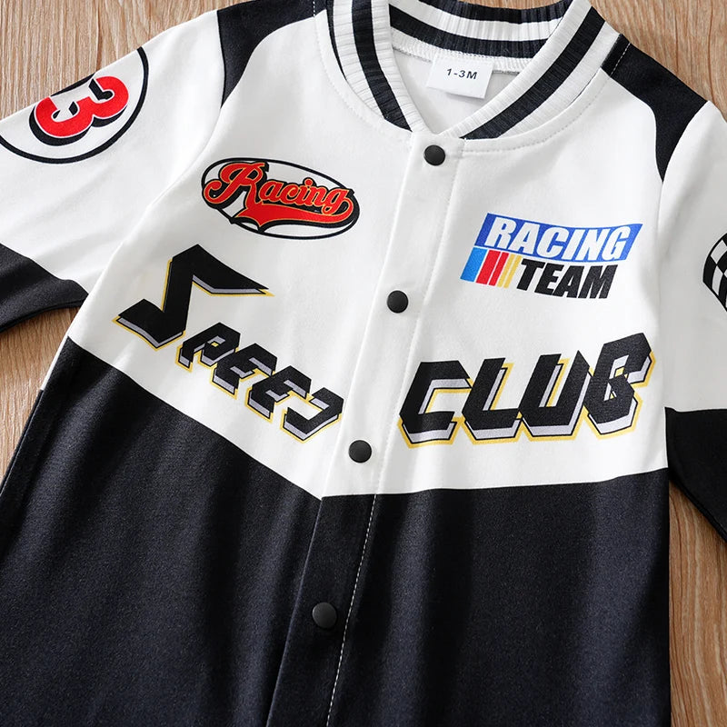 Baby Design Racing Suit Jumpsuit Cool Long Sleeved Outdoor Outfit Newborn Spring And Autumn Outfit Good Vibrations